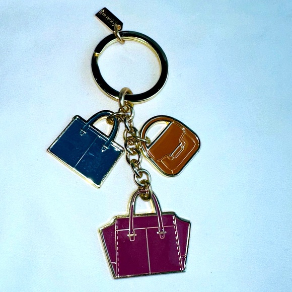 Coach Accessories - COACH - Purse charms Keychain, gold with blue, camel and purple charms